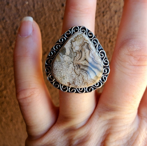 New Crazy Lace Agate 925 Silver Ring. - Picture 4 of 10